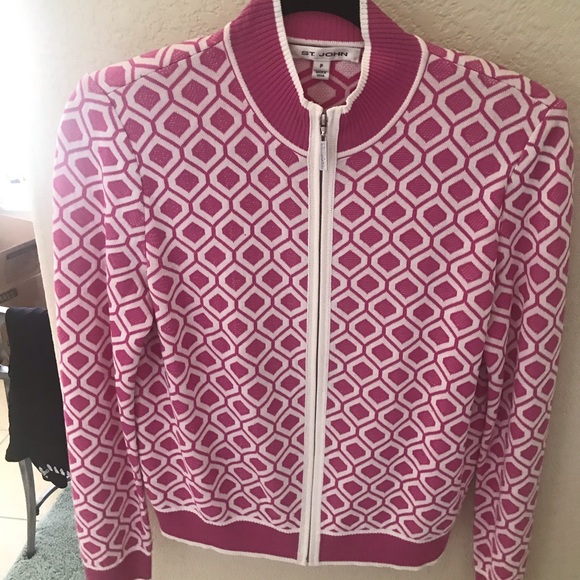 Beautiful hot pink and white St John Sweater - Picture 1 of 8